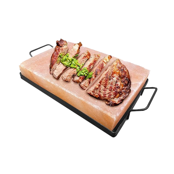 Himalayan Salt Cooking Slab with Metal Clay Stand
