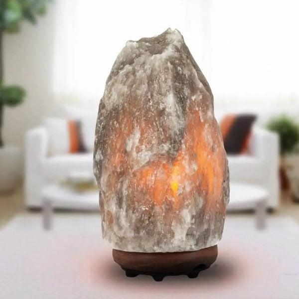 Natural Gray Himalayan Rock Salt Lamp – Hand-Carved