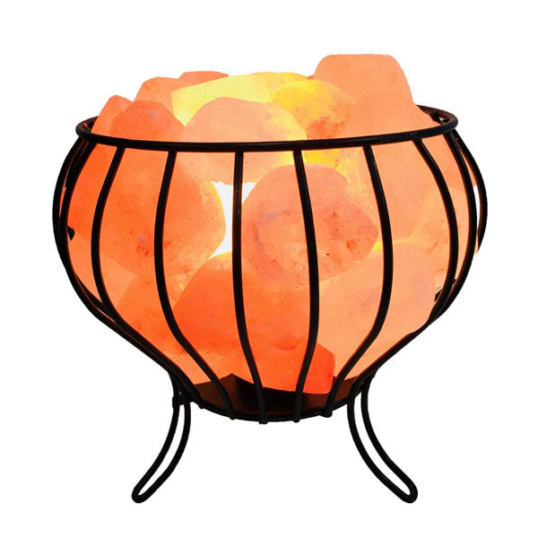 Wrought Iron Basket 3 Ring Shape Himalayan Salt Lamp – with Natural Salt Chunks